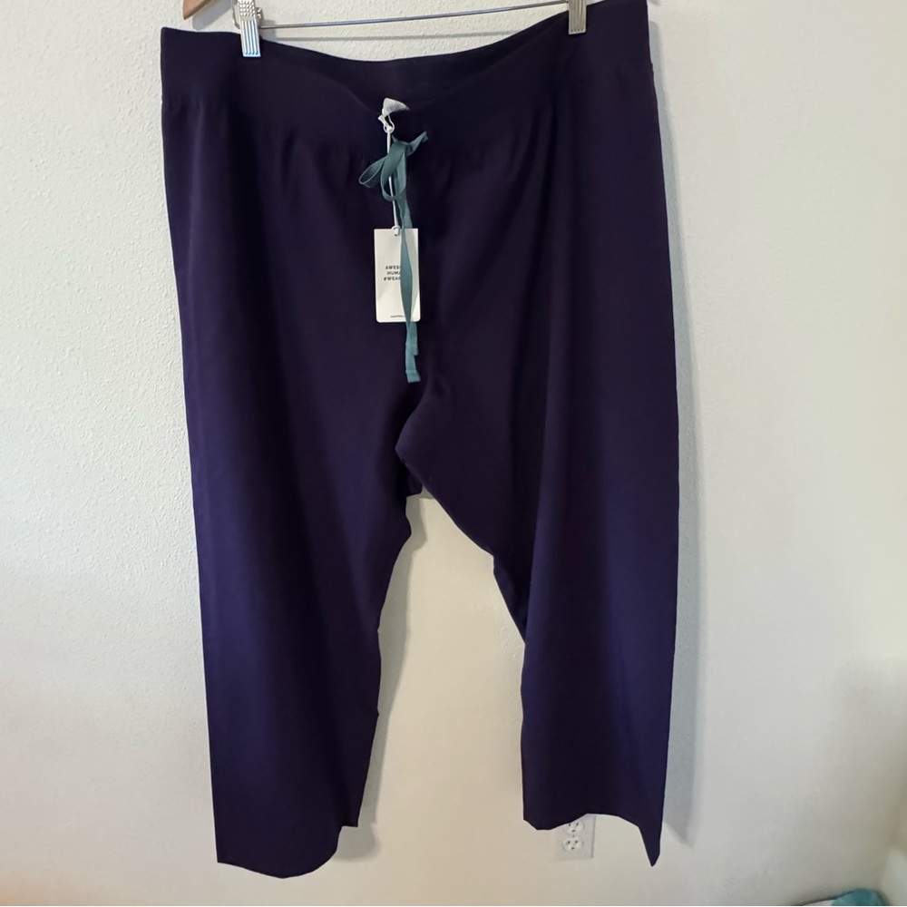 Figs Livingston Basic Scrub Pants Purple Straight Leg Yoga Waistband NWT-4XLP